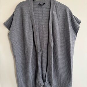 Lafayette 148Gray Open-Front Ribbed Knit Women's Sweater
